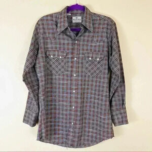 Vintage Dee Cee Western Plaid Sawtooth Shirt Pearl Snap Long Sleeve 15-32